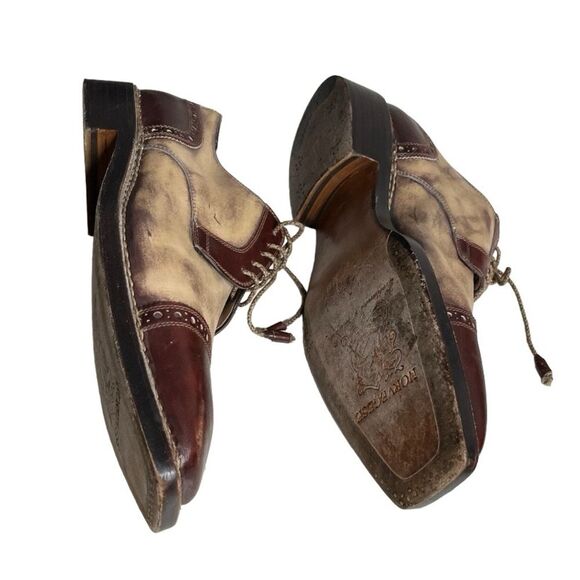 BETTANIN & VENTURI Mens Leather Derby Shoes Brown Beige Made in Italy Barneys NY main image 5